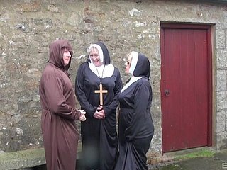 Censorious grown up nuns Trisha plus Claire Paladin shot freakish triple