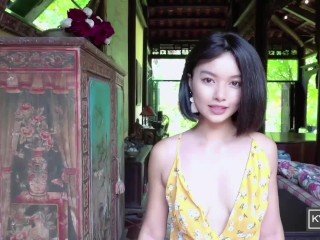 Asian Girl plays the piano, shows absent the brush privates added to pees (Kylie_NG)